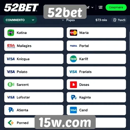 Métodos de pagamento disponíveis na 52bet